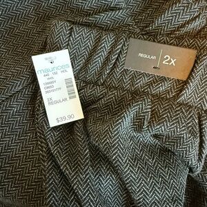 Maurices Black and White Herringbone Pants 2X